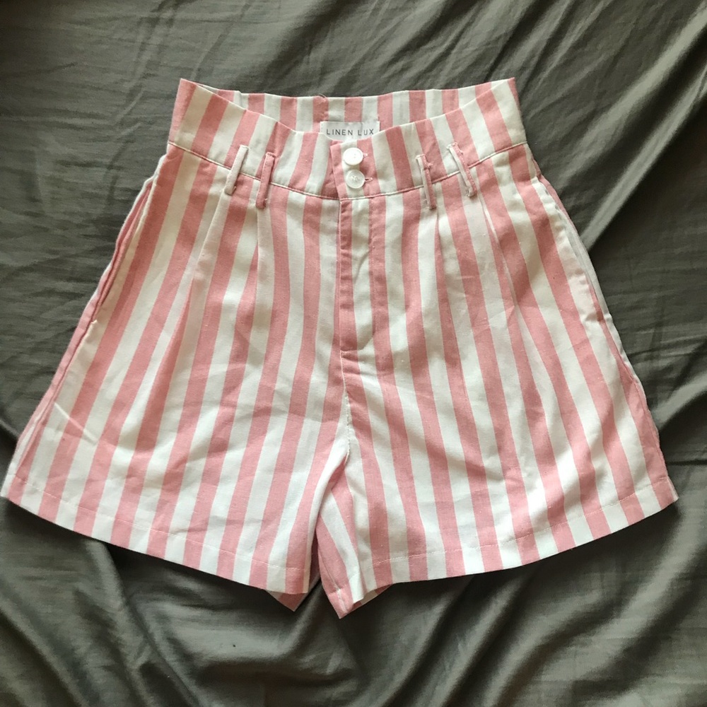 Light pink and white striped shorts!